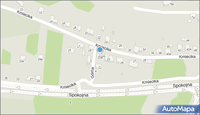 Tarnów, Kmiecika Andrzeja, ks., 21a, mapa Tarnów
