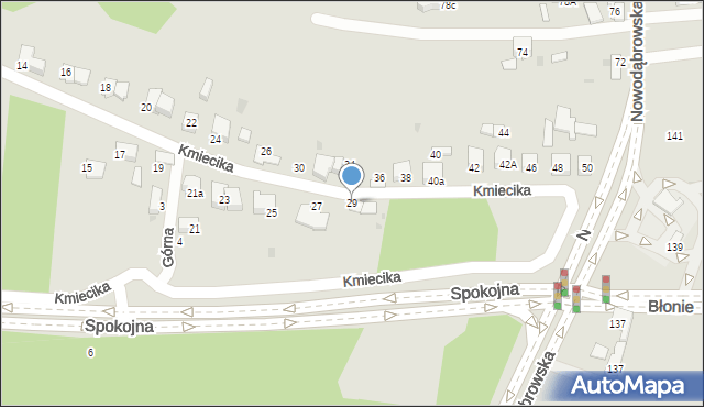 Tarnów, Kmiecika Andrzeja, ks., 29, mapa Tarnów
