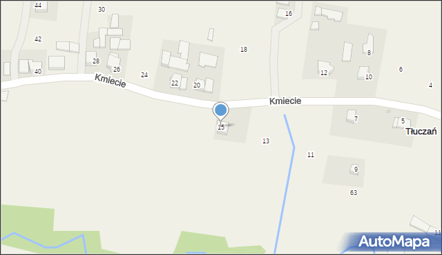 Tłuczań, Kmiecie, 15, mapa Tłuczań