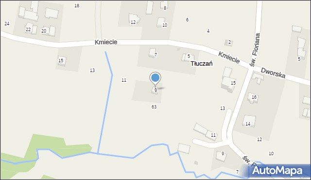 Tłuczań, Kmiecie, 9, mapa Tłuczań