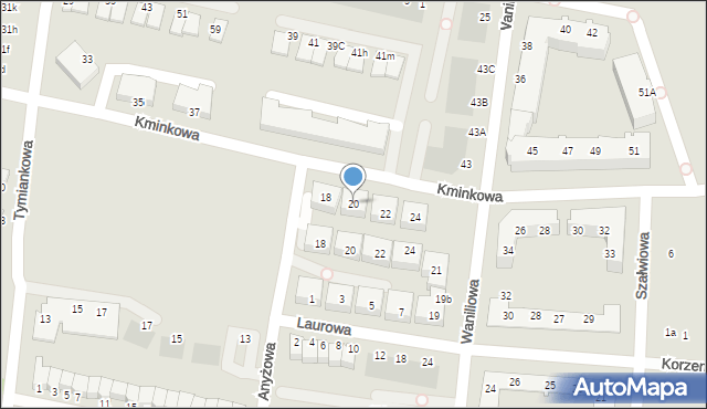 Wrocław, Kminkowa, 20, mapa Wrocławia