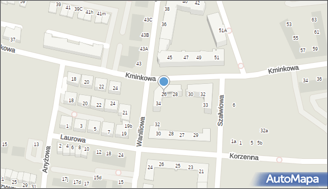 Wrocław, Kminkowa, 26, mapa Wrocławia