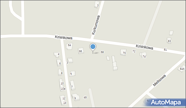 Wrocław, Kminkowa, 66f, mapa Wrocławia