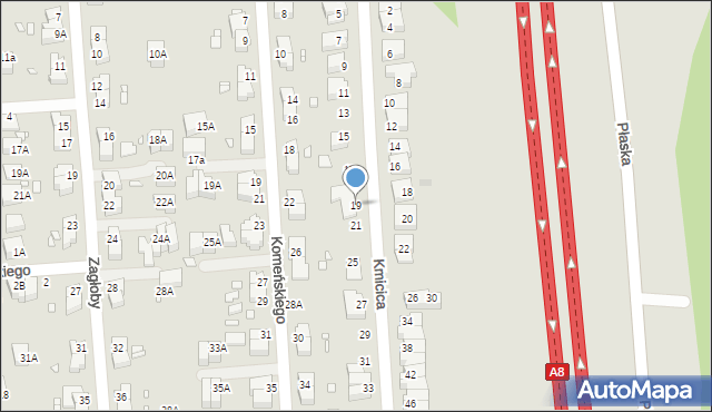 Wrocław, Kmicica Andrzeja, 19, mapa Wrocławia