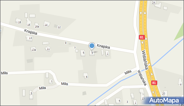 Drogomyśl, Knajska, 3, mapa Drogomyśl
