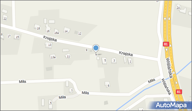 Drogomyśl, Knajska, 7, mapa Drogomyśl