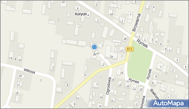 Korycin, Knyszyńska, 2b, mapa Korycin