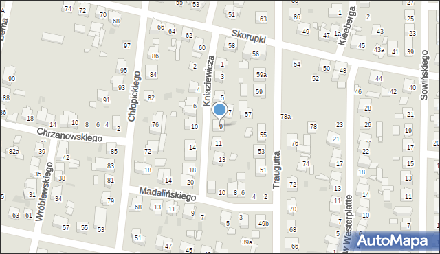 Ostrów Wielkopolski, Kniaziewicza, gen., 9, mapa Ostrów Wielkopolski