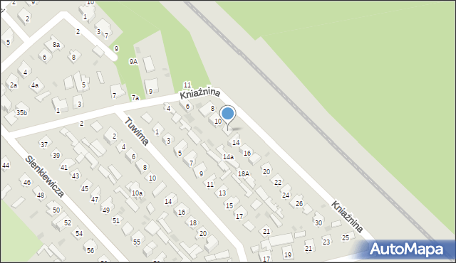 Puławy, Kniaźnina Franciszka Dionizego, 12, mapa Puław