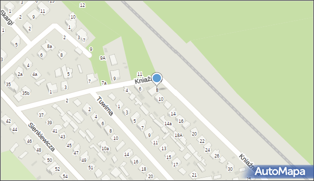 Puławy, Kniaźnina Franciszka Dionizego, 8, mapa Puław