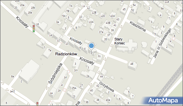 Radzionków, Knosały Józefa, ks. dr., 2, mapa Radzionków