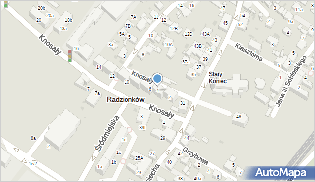 Radzionków, Knosały Józefa, ks. dr., 4, mapa Radzionków
