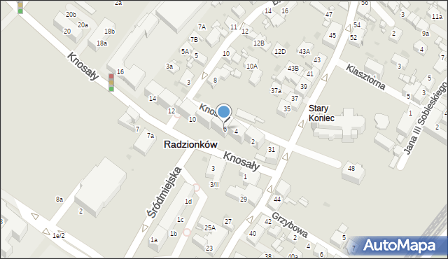Radzionków, Knosały Józefa, ks. dr., 6, mapa Radzionków