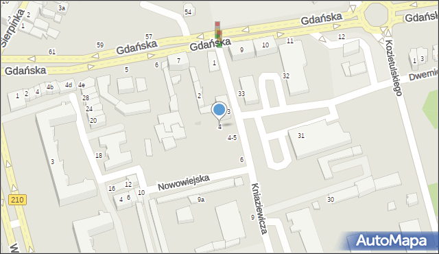 Słupsk, Kniaziewicza Karola, 4, mapa Słupska