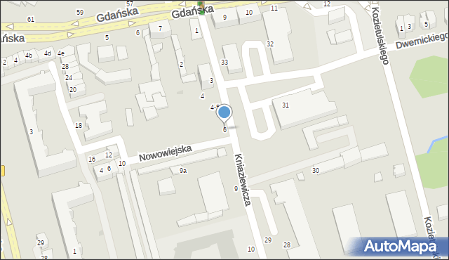 Słupsk, Kniaziewicza Karola, 6, mapa Słupska