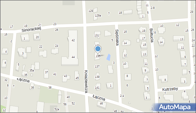 Toruń, Kniaziewicza Karola, gen., 135, mapa Torunia