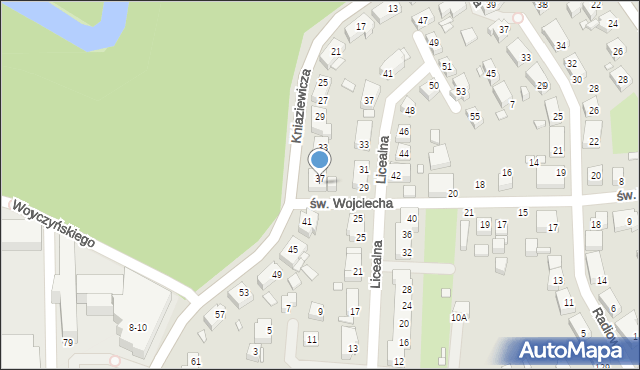 Toruń, Kniaziewicza Karola, gen., 39, mapa Torunia