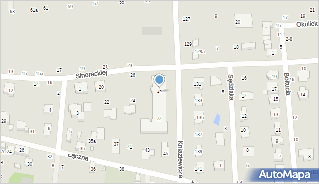 Toruń, Kniaziewicza Karola, gen., 42, mapa Torunia