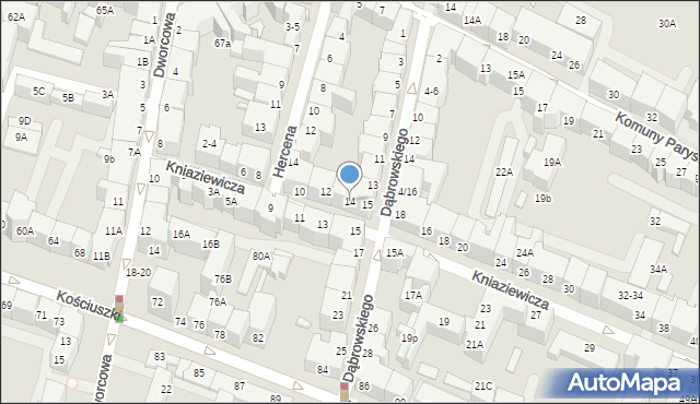 Wrocław, Kniaziewicza Karola, gen., 14, mapa Wrocławia