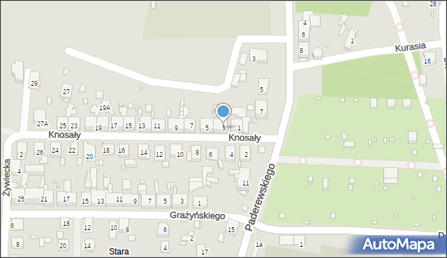 Zabrze, Knosały Józefa, ks., 3, mapa Zabrza