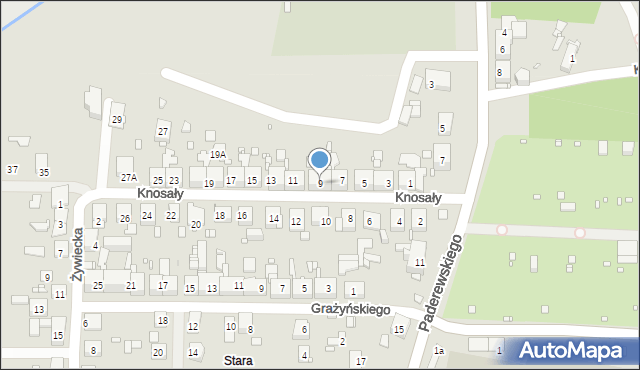 Zabrze, Knosały Józefa, ks., 9, mapa Zabrza