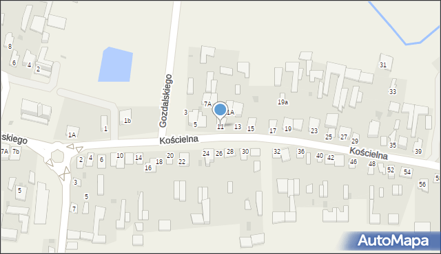 Adamów, Kościelna, 11, mapa Adamów