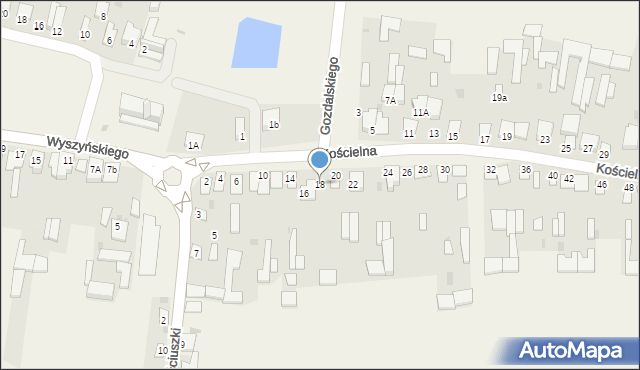 Adamów, Kościelna, 18, mapa Adamów