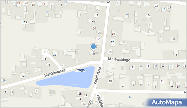 Adamów, Kościuszki Tadeusza, gen., 36, mapa Adamów