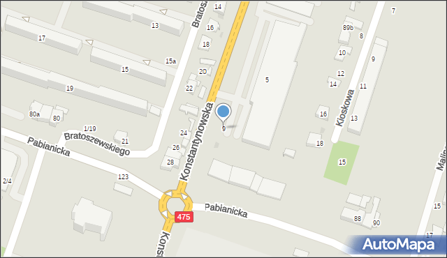 Aleksandrów Łódzki, Konstantynowska, 9, mapa Aleksandrów Łódzki