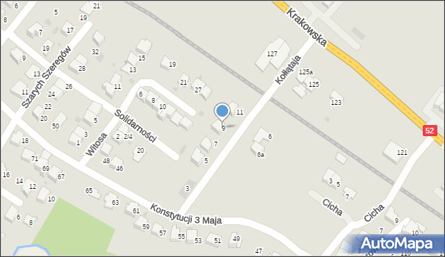 Andrychów, Kołłątaja Hugo, 9, mapa Andrychów