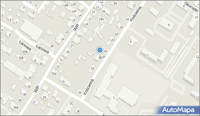 Augustów, Kościelna, 26, mapa Augustów