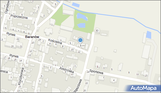 Baranów, Kościelna, 7, mapa Baranów