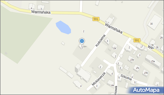 Barciany, Kościelna, 1, mapa Barciany