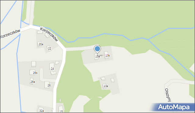 Barcice, Korzeczków, 13a, mapa Barcice