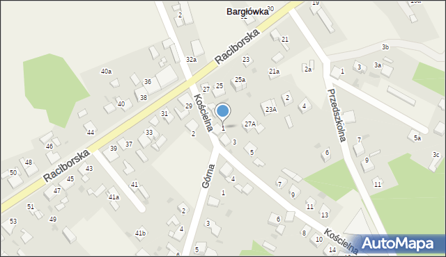Bargłówka, Kościelna, 1, mapa Bargłówka
