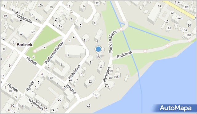 Barlinek, Kościelna, 10, mapa Barlinek