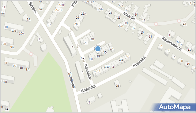 Barlinek, Kossaka Wojciecha, 3G, mapa Barlinek