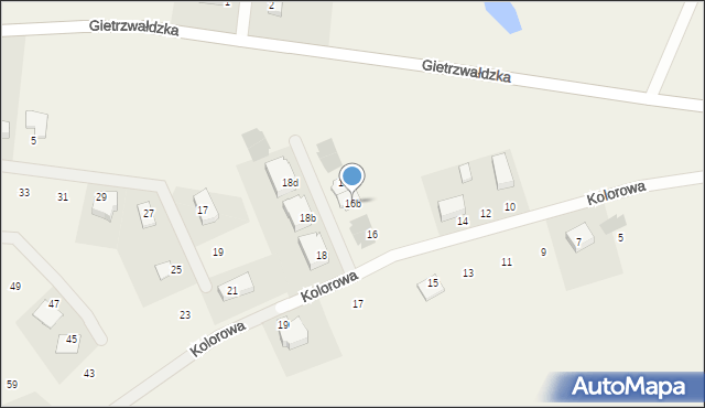 Bartąg, Kolorowa, 16b, mapa Bartąg