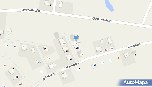 Bartąg, Kolorowa, 16c, mapa Bartąg