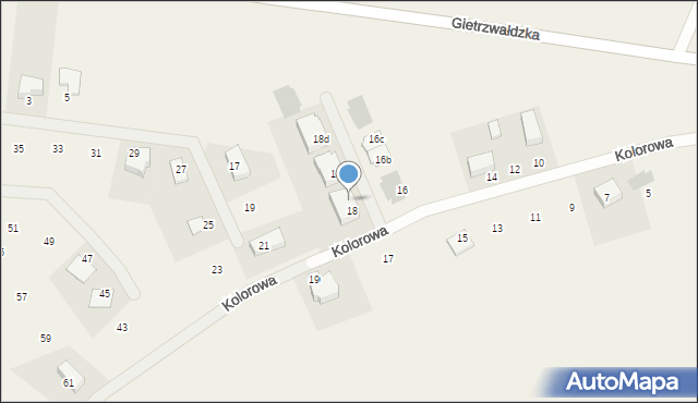 Bartąg, Kolorowa, 18a, mapa Bartąg