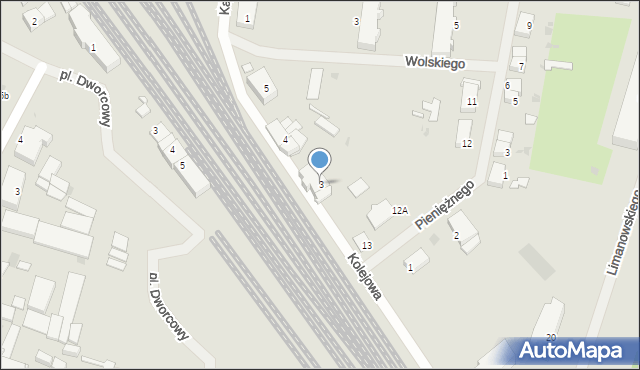 Bartoszyce, Kolejowa, 3, mapa Bartoszyce