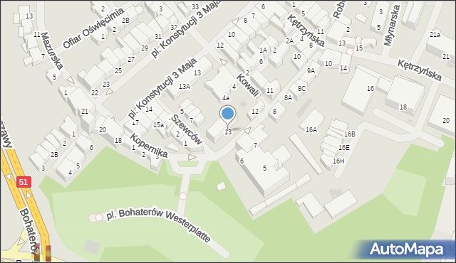 Bartoszyce, Kopernika Mikołaja, 13, mapa Bartoszyce