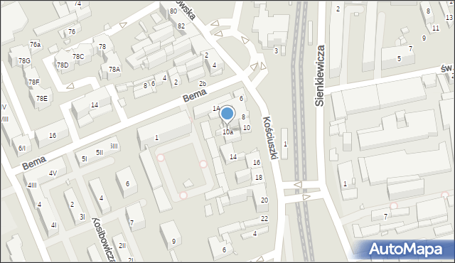Będzin, Kościuszki Tadeusza, gen., 10a, mapa Będzin