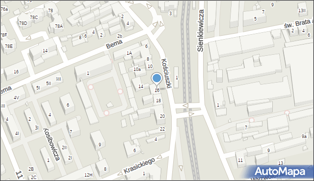 Będzin, Kościuszki Tadeusza, gen., 16, mapa Będzin