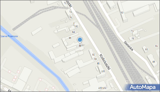 Będzin, Kościuszki Tadeusza, gen., 88, mapa Będzin