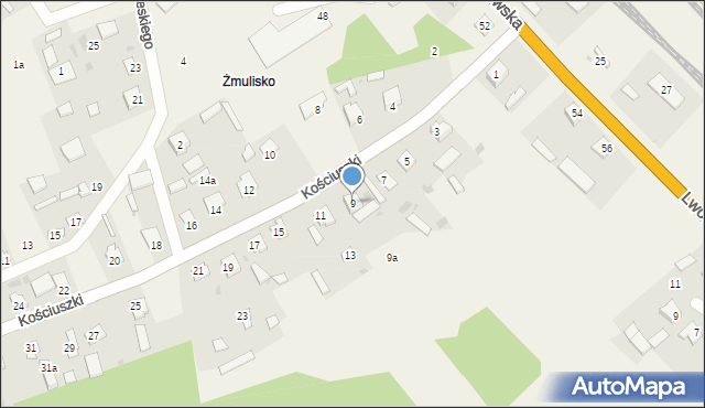 Bełżec, Kościuszki Tadeusza, gen., 9, mapa Bełżec