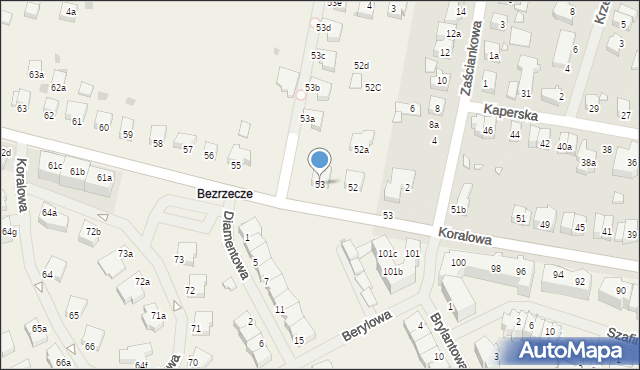 Bezrzecze, Koralowa, 53, mapa Bezrzecze
