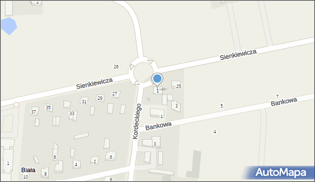 Biała, Kordeckiego Augustyna, ks., 1, mapa Biała
