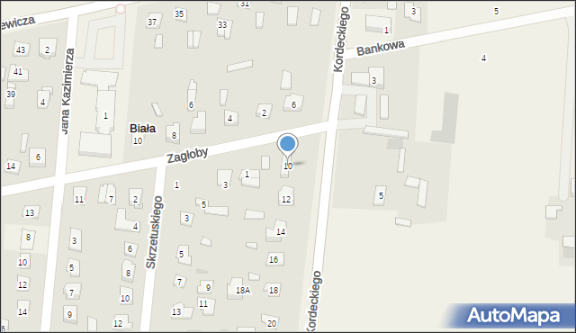Biała, Kordeckiego Augustyna, ks., 10, mapa Biała