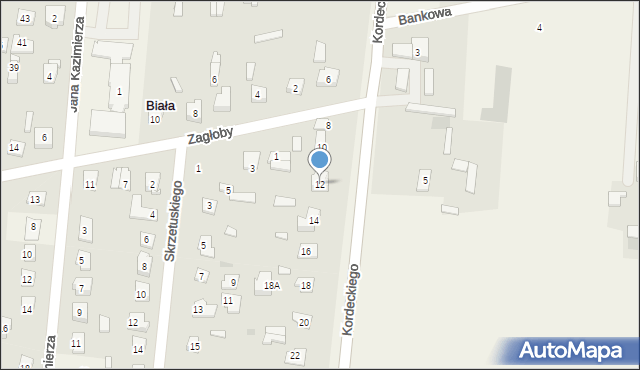 Biała, Kordeckiego Augustyna, ks., 12, mapa Biała